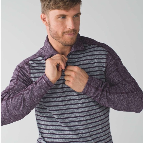Lululemon Surge Warm 1/2 Zip Pullover Yachtie Stripe heathered grey purple Small - Picture 2 of 13